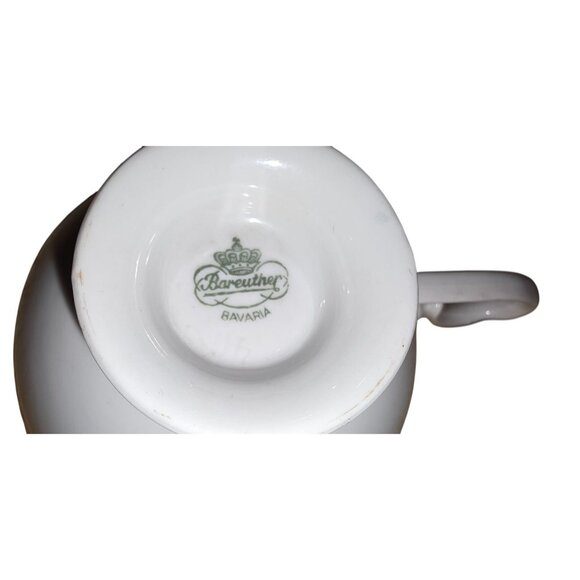 Vintage Tea Cup & Saucer Bareuther Bavaria Porcelain Red & Gold - Picture 10 of 10